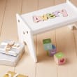 Child's Personalized Name White Puzzle Stool - Pastel Colors