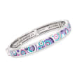 Belle Etoile &quot;Emanation&quot; Purple and Multicolored Enamel Bangle Bracelet with CZ Accents in Sterling Silver