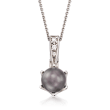 C. 2000 Vintage Cultured Black Pearl Pendant Necklace With Diamond Accents in 14kt White Gold