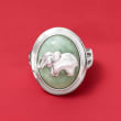 Jade Elephant Ring in Sterling Silver