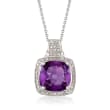 5.50 Carat Amethyst Pendant Necklace in Sterling Silver