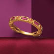 .90 ct. t.w. Ruby and .20 ct. t.w. Orange Sapphire Ring in 14kt Yellow Gold Over Sterling Silver
