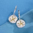 .10 ct. t.w. Diamond Sand Dollar Drop Earrings in Sterling Silver with 14kt Yellow Gold