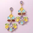 50.90 ct. t.w. Multi-Stone Drop Earrings in 18kt Yellow Gold Over Sterling Silver