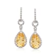 6.00 ct. t.w. Citrine and .13 ct. t.w. Diamond Drop Earrings in Sterling Silver