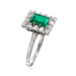 C. 1990 Vintage .70 Carat Emerald and .35 ct. t.w. Diamond Ring in Platinum
