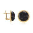 Black Onyx Circle Earrings in 18kt Gold Over Sterling