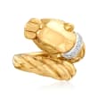 Phillip Gavriel &quot;Italian Cable&quot; 14kt Yellow Gold Panther Head Ring with Diamond Accents
