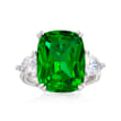 12.50 Carat Green CZ and 1.50 ct. t.w. CZ Ring in Sterling Silver