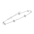 .25 ct. t.w. Pave Diamond Station Anklet in 14kt White Gold
