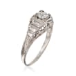 C. 1950 Vintage .35 Carat Diamond Floral Solitaire Ring in 18kt White Gold