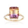 3.40 Carat Ametrine Solitaire Ring in 14kt Yellow Gold