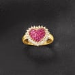 .90 ct. t.w. Ruby and .38 ct. t.w. Diamond Ring in 18kt Yellow Gold
