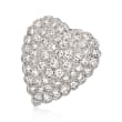 C. 1980 Vintage 2.35 ct. t.w. Diamond Heart Pin in 14kt White Gold