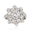 C. 1980 Vintage 3.15 ct. t.w. Diamond Snowflake Ring in 14kt White Gold