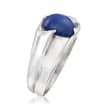 C. 1970 Vintage Men's Synthetic Sapphire Ring in 14kt White Gold