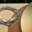 Italian Sterling Silver Double Lion Head Link Bracelet