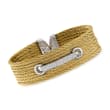 ALOR .50 ct. t.w. Diamond Lace and Yellow Stainless Steel Cable Cuff Bracelet with 18kt White Gold
