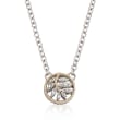 Andrea Candela Sterling Silver and 18kt Yellow Gold Leaf Necklace with Diamond Accents