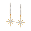 .13 ct. t.w. Diamond Star Drop Earrings in 18kt Gold Over Sterling Silver 
