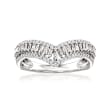 .50 ct. t.w. Baguette and Round Diamond Chevron Ring in 14kt White Gold