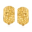 Italian 14kt Yellow Gold Shield Hoop Earrings