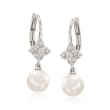 Gabriel Designs 7-7.25mm Cultured Pearl Drop Earrings in 14kt White Gold