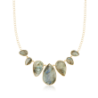 Labradorite Bib Necklace in 14kt Yellow Gold Over Sterling Silver