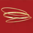 Italian 14kt Yellow Gold Jewelry Set: Three Textured Bangle Bracelets