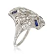 C. 1920 Vintage .50 ct. t.w. Diamond and .20 ct. t.w. Synthetic Sapphire Dinner Ring in Platinum