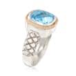4.60 Carat Sky Blue Topaz Ring in Sterling Silver and 14kt Yellow Gold