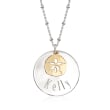 Sterling Silver Personalized Disc Necklace with 14kt Yellow Gold Sand Dollar Charm