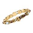 C. 1970 Vintage Opal and 2.25 ct. t.w. Garnet Slide Charm Bracelet with Diamond Accent in 14kt Yellow Gold