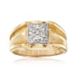 C. 1970 Vintage Men's .15 ct. t.w. Diamond Ring in 14kt Two-Tone Gold