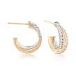 1.60 ct. t.w. CZ C-Hoop Earrings in 14kt Two-Tone Gold