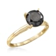 2.00 Carat Black Diamond Solitaire Ring in 14kt Yellow Gold
