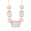 Multicolored Glass Necklace in 18kt Rose Gold Over Sterling