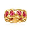 Italian Pink Enamel Heart Ring in 14kt Yellow Gold