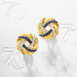 .40 ct. t.w. Sapphire and .10 ct. t.w. Diamond Love Knot Earrings in 18kt Gold Over Sterling