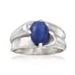 C. 1970 Vintage Men's Synthetic Sapphire Ring in 14kt White Gold