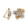 C. 1980 Vintage 1.10 ct. t.w. Diamond Floral Clip-On Earrings in 18kt Two-Tone Gold