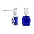 8.50 ct. t.w. Simulated Sapphire and 1.10 ct. t.w. CZ Drop Earrings in Sterling Silver