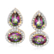 3.40 ct. t.w. Multicolored Topaz and .30 ct. t.w. White Zircon Drop Earrings in 18kt Gold Over Sterling 
