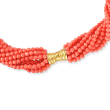 Multi-Strand Coral Bead Necklace in 18kt Gold Over Sterling Silver