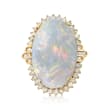 C. 1970 Vintage Opal and 1.50 ct. t.w. Diamond Ring in 14kt Yellow Gold