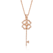 .10 ct. t.w. Diamond Key Pendant Necklace in 18kt Rose Gold Over Sterling