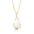 20x11mm White Agate Pendant Necklace in 14kt Yellow Gold