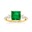 3.00 Carat Simulated Emerald and .38 ct. t.w. CZ Ring in 18kt Gold Over Sterling