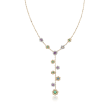 Italian 14kt Multicolored Gold Flower Y-Necklace