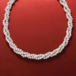 Italian Sterling Silver Twisted Bead Necklace